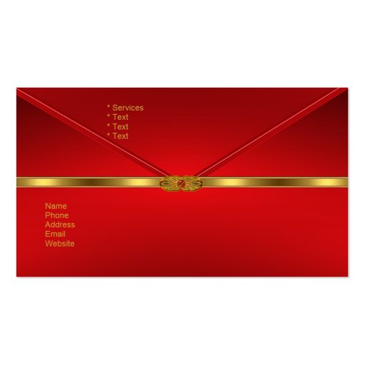 Elegant Business Card Red Gold Trim Red Jewel (back side)