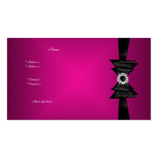 Elegant Business Card Rich Pink Diamond Black (back side)