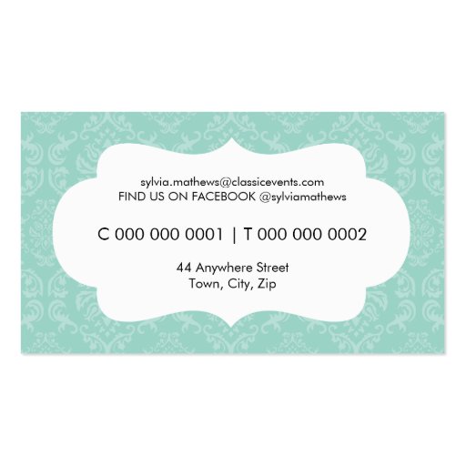 ELEGANT BUSINESS CARD :: stylish damask frame 9 (back side)