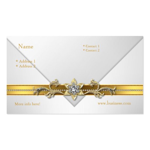 Elegant Business Card White Gold Jewel Trim (back side)