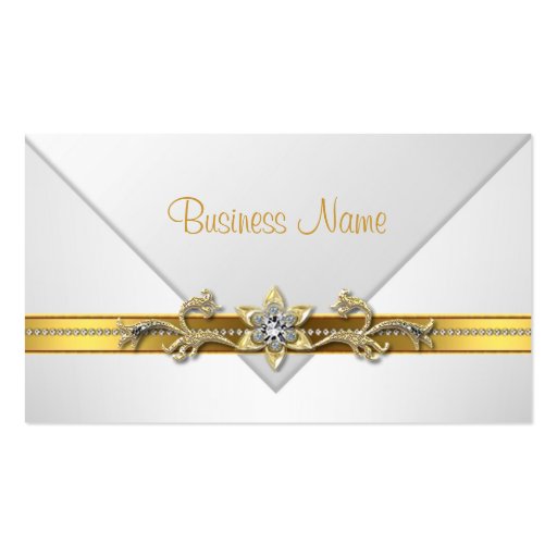 Elegant Business Card White Gold Jewel Trim (front side)