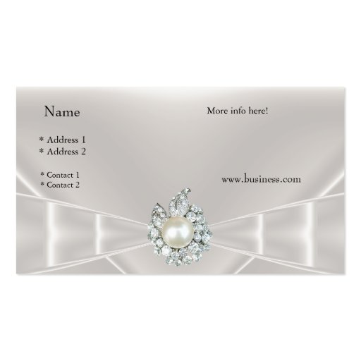 Elegant Business Card White Silk Bow Jewel (back side)