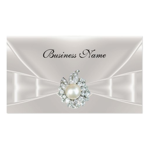 Elegant Business Card White Silk Bow Jewel (front side)