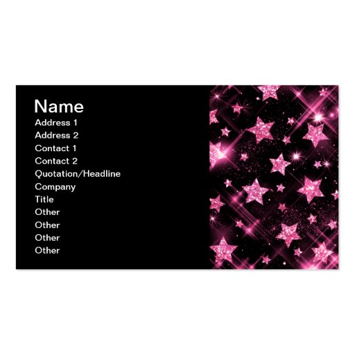 Elegant Business Pink Glitter Stars Business Cards (front side)