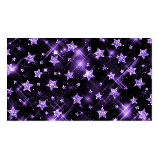 Elegant Business Purple Glitter Stars Business Card Template (back side)