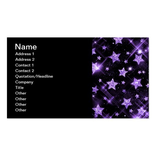 Elegant Business Purple Glitter Stars Business Card Template