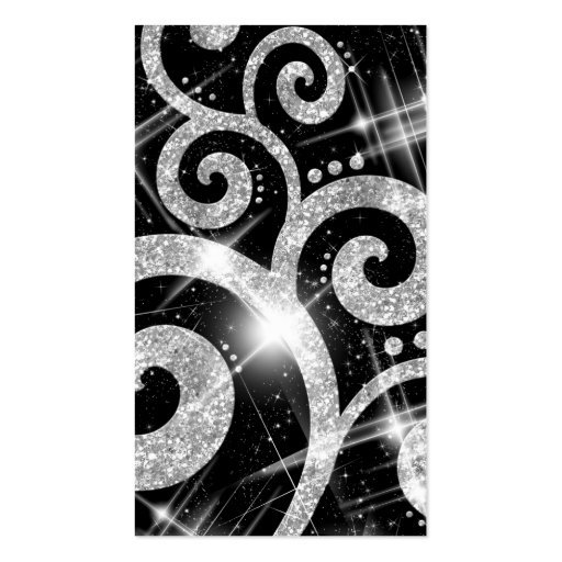 Elegant Business Silver Glitter Swirl Business Cards (back side)