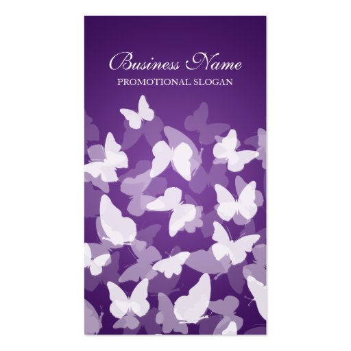 Elegant Butterflies Purple Professional Business Card Templates (front side)