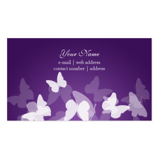 Elegant Butterflies Purple Professional Business Card Templates (back side)