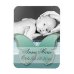 Elegant Butterfly Baby Announcement (Blue/green) Rectangle Magnets