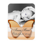 Elegant Butterfly Baby Announcement (orange & brow Magnet