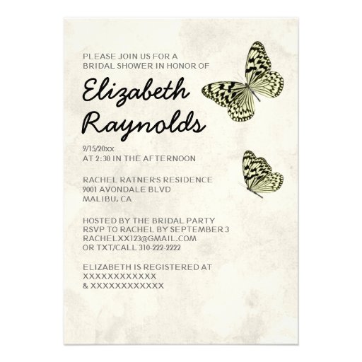 Elegant Butterfly Bridal Shower Invitations