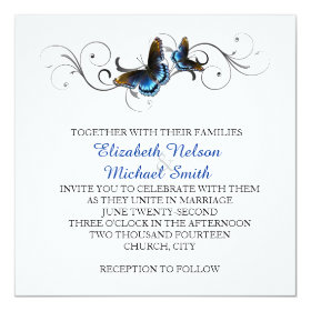 Elegant Butterfly Floral Swirls Wedding Invite