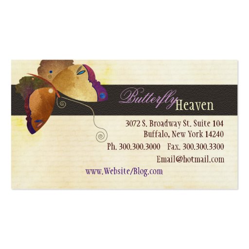 Elegant Butterfly: Gift Shop Business Cards (back side)