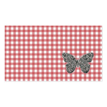 Elegant Butterfly On Red Gingham compliments cards Business Card Templates