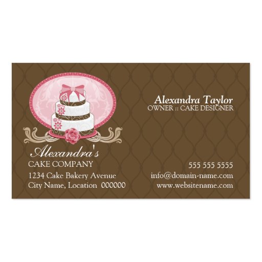 Elegant Cake Bakery Business Cards (back side)