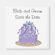 Elegant Cake Save the Date Fridge Magnet