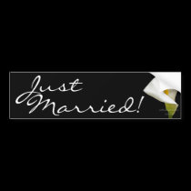 Elegant Cala Lily - Just Married Bumper Sticker bumper stickers by ArtByLindaLou Elegant Cala Lily - Just Married Bumper Sticker bumper stickers