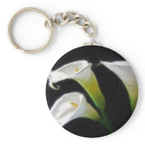 Elegant Calla Lily Flowers 7 Painterly Keychain