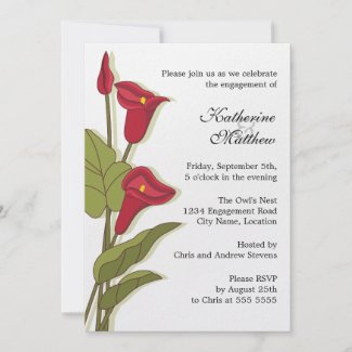 Elegant Calla Lily in Magenta Engagement Party invitation