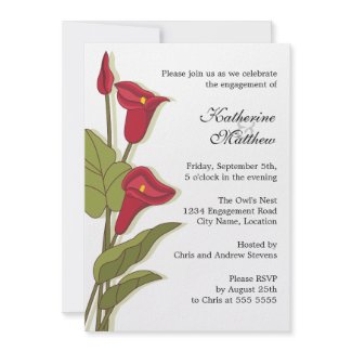 Elegant Calla Lily in Magenta Engagement Party invitation