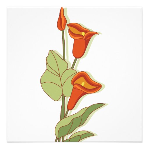 Elegant Calla Lily in Orange Bridal Shower Invitation