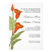 Elegant Calla Lily in Orange Wedding Invitations