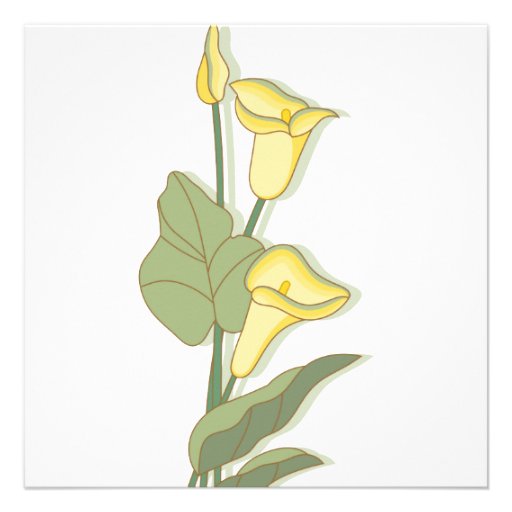 Elegant Calla Lily in Yellow Bridal Shower Custom Invitations