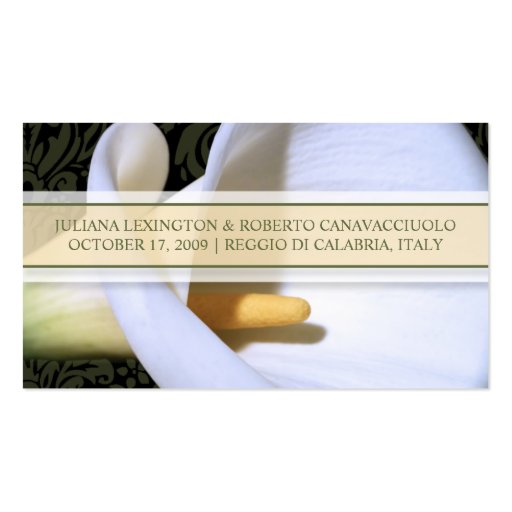 Elegant Calla Lily Wedding Website Profile Card Business Card Template (front side)