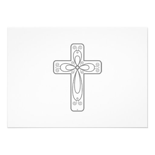 Elegant Calligraphy Cross and Dove Confirmation Custom Invites