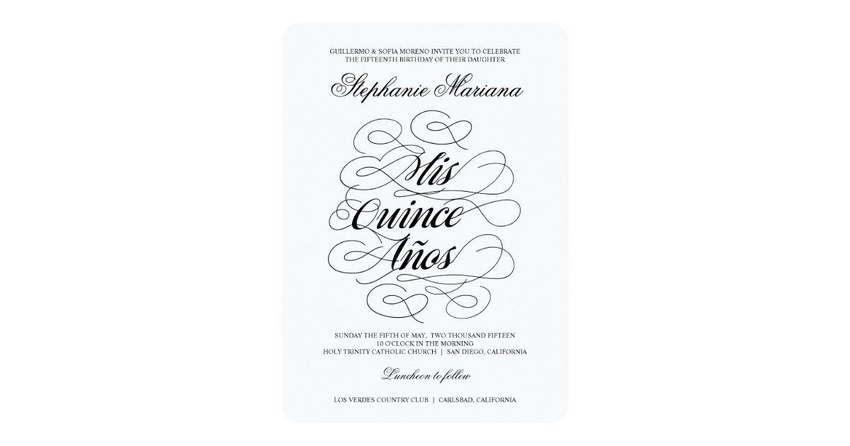 Elegant Calligraphy Photo Quinceañera Invitation Zazzle