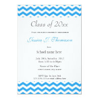 elegant, calssic blue chevron photo graduation announcements