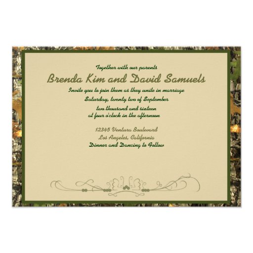 Elegant Camo Hunting Wedding Invitation