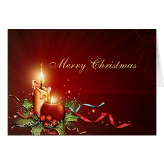 Elegant Candlelight & Ribbon Christmas Card