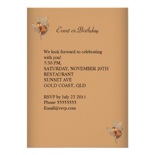 Elegant Caramel Beige Gold Birthday Party Personalized Invites