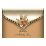 Elegant Caramel Beige Gold Birthday Party Personalized Invites