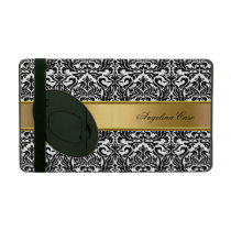 Elegant Case black white Damask Gold add Name powis icase