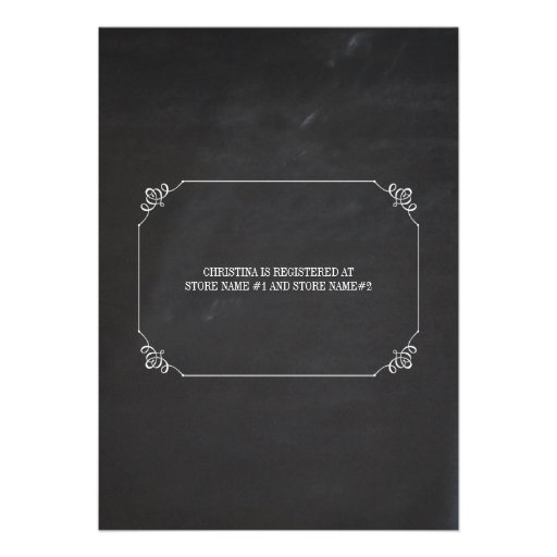 Elegant Chalkboard Corner Flourish Bridal Shower Personalized Announcement