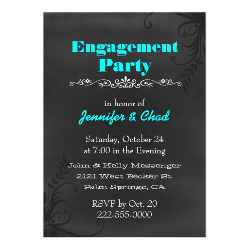 Elegant Chalkboard Engagement Party Custom Custom Invites