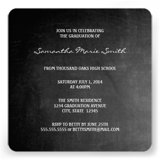 Elegant Chalkboard Graduation Square Invite