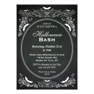 Elegant Chalkboard Halloween Invitation