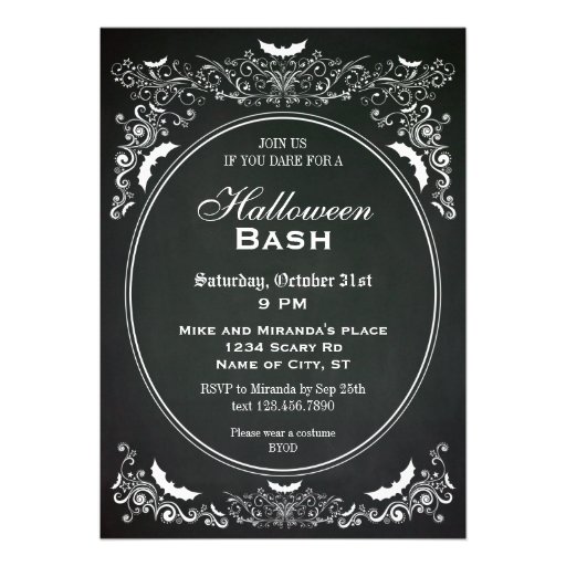 Elegant Chalkboard Halloween Invitation (front side)