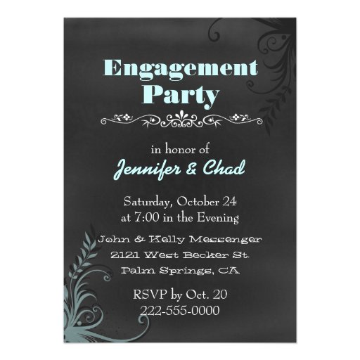Elegant Chalkboard Look Engagement Party Custom Cards