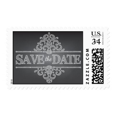 Elegant Chalkboard Save the Date Wedding Stamp