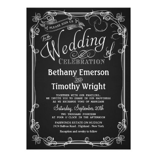 Elegant Chalkboard Wedding Invitation (front side)