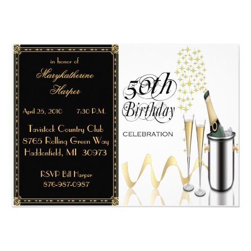 Elegant Champagne 50th Birthday Party Invitation