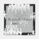 elegant chandelier black white damask refrigerator magnet
