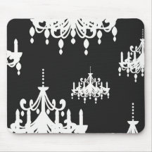 elegant chandelier black white damask mouse pads