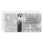 elegant chandelier black white damask photo card template