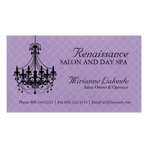 Elegant Chandelier Business Cards (front side)